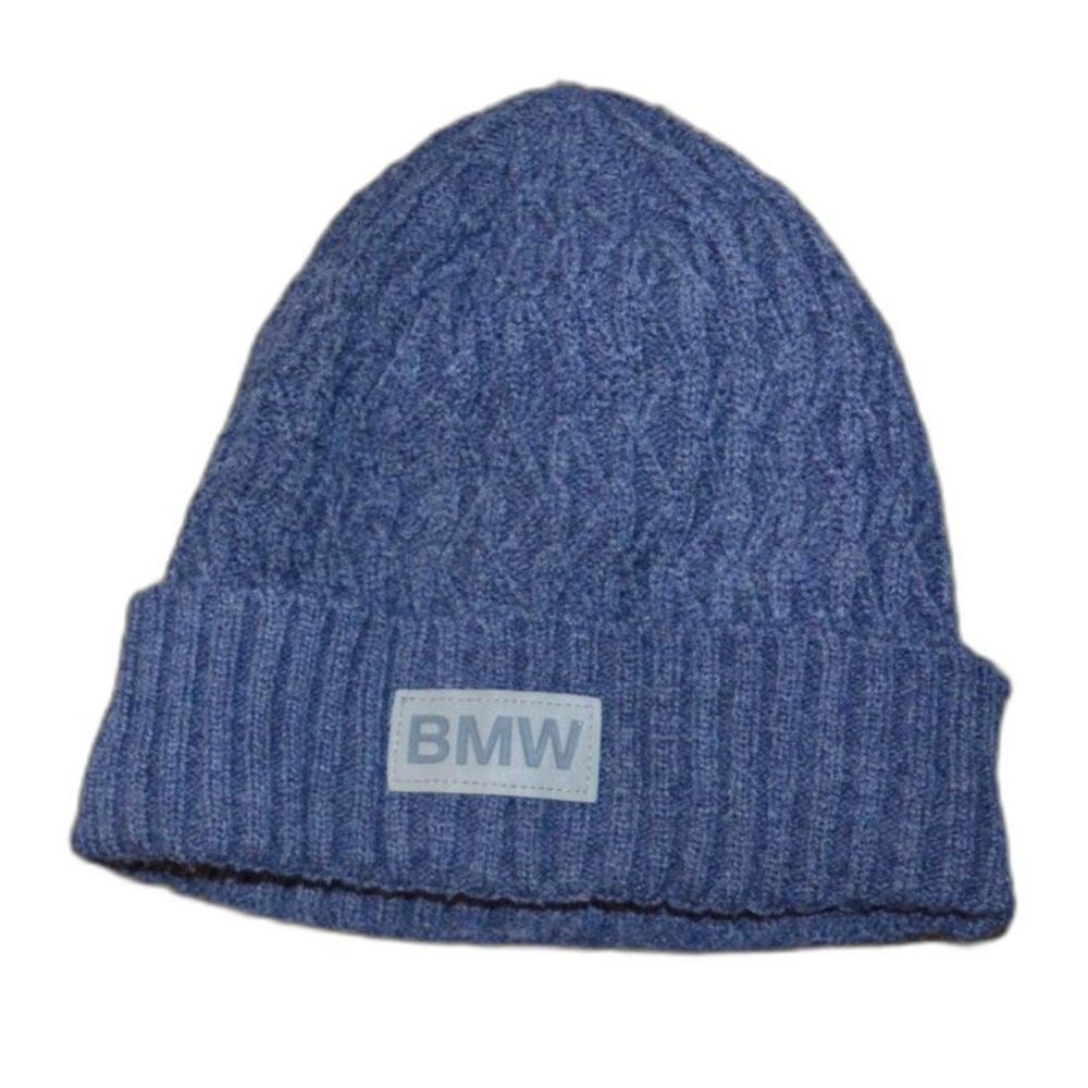 BMW Car Bimmer Beemer Blue Cable-Knit Lined beanie hat Cap Toboggan